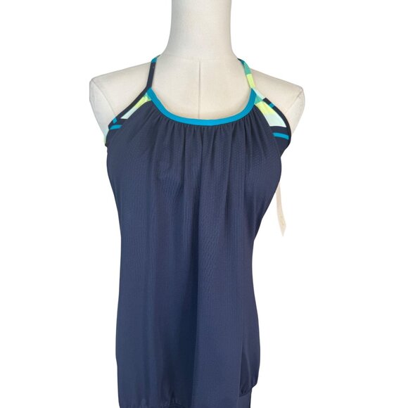 NWT Lululemon Size 8 No Limits Tank Top Navy Built-In Bra & Striped Back Detail - Picture 4 of 16